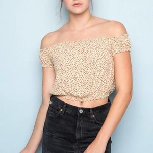 Brandy Melville Yellow Floral Rio Shirt